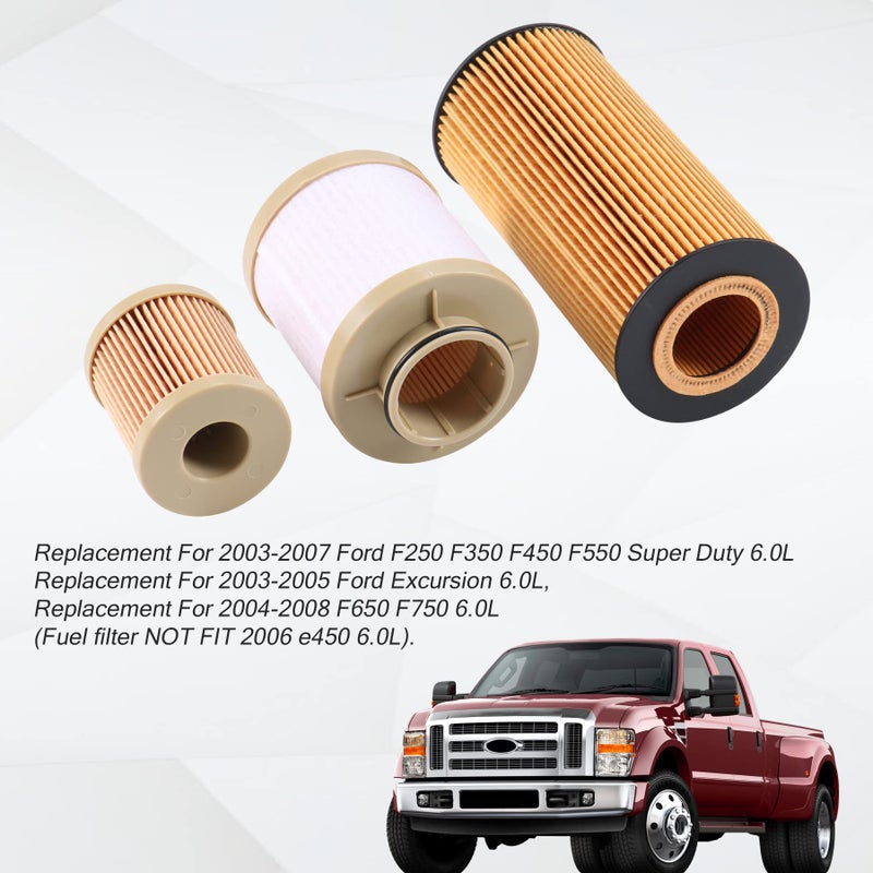 CARMOCAR FD4616 Fuel Filter and FL2016 Oil Filter Replacement for 2003-2007 Ford F250 F350 F450 F550 Super Duty 6.0L 2003-2005 Excursion 6.0L 3C3Z-9N184-CA 3C3Z-6731-AA FD4604 - Image 5